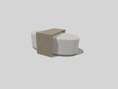 Misty Oval Ottoman With Wood bridge by Tutulan design