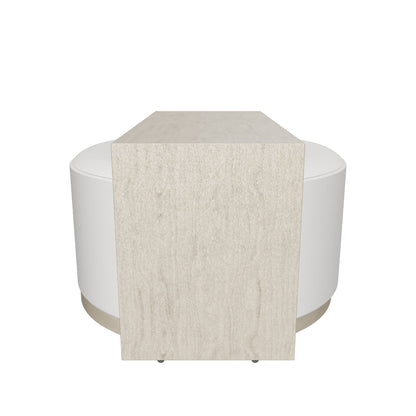 Misty Round Ottoman with Wooden Bridge by Tutulan design